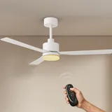 EMKE Deckenventilator mit Beleuchtung, Fernbedienung Ventilator Lampe Leise Deckenventilatoren 132 cm, Deckenventilator mit Licht Deckenlampe Ventilator mit Licht für Wohnzimmer Schlafzimmer Weiß