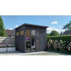 Gartenhaus BERTILO "Pentus 2 Office, in verschiedenen Farben", grau (anthrazit), Fußboden im Gartenhaus, ohne Dacheindeckung, Holzwerkstoff, Gartenhäuser