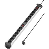 Sygonix Steckdosenleiste 12-fach 1,40 m Schwarz/Silber 1 St.