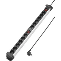 Sygonix Steckdosenleiste 12-fach 1,40 m Schwarz/Silber 1 St.