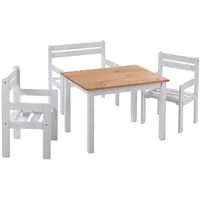 Home4You Kindersitzgruppe 4-teilig, - Braun - Kiefernholz massiv - 4-teilig