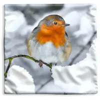 VOID Watches VOID Rotkehlchen Vogel Schnee Kissenbezug Kissenhülle Polyester