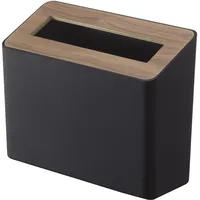 Yamazaki 5230 RIN Tisch-Mülleimer, schwarz, ABS-Harz/Holz, minimalistisch, 22 x