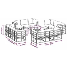 vidaXL Garten-Lounge-Set 13-tlg. schwarz Aluminium