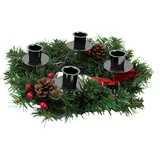 Weihnachtsdeko Innen Adventskranz Metall für 4 Kerzen Weihnachtsgesteck,Weihnachten Deko Kerzenständer Metall Modern Weihnachtskranz Tisch Kerzenhalter,Adventskranz Teelichter (Schwarz)