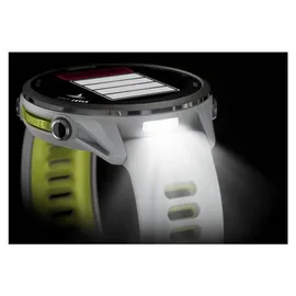 Garmin Forerunner 970 Steinweiss/Titanium Titan mit Silikon-Wechselarmband 22 mm Steinweiss/Transparent Amp Yellow