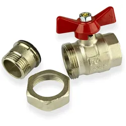 Messing Kugelhahn Kugelventil 1 1/4 Zoll IG/AG DN32 Flügelgriff