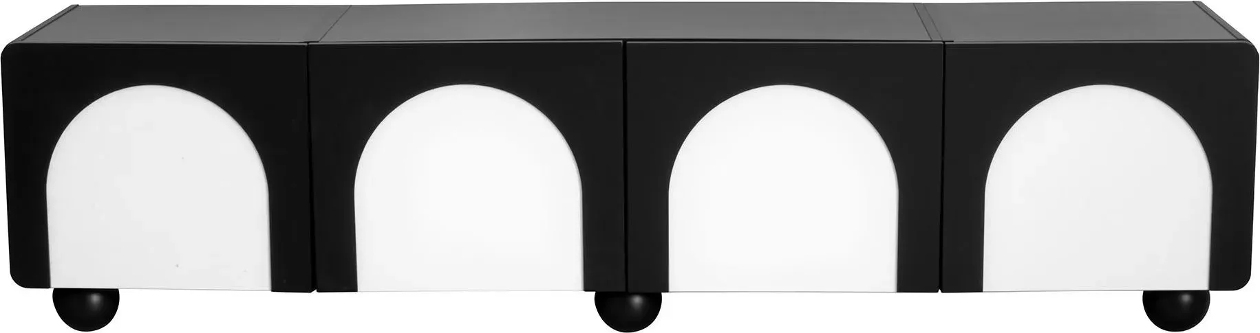 TV-Schrank mit 2 Schubladen und 2 Türen, runden Füße ,180X38X45 cm, Schwarz+Weiß