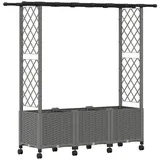 vidaXL Hochbeet mit Rankgitter und Dach 162,5 x 40 x 142 cm Hellgrau