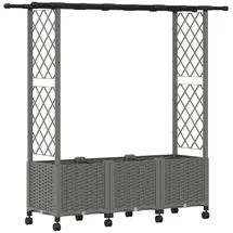 vidaXL Hochbeet mit Rankgitter und Dach 162,5 x 40 x 142 cm Hellgrau