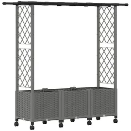 vidaXL Hochbeet mit Rankgitter und Dach 162,5 x 40 x 142 cm Hellgrau