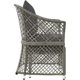 vidaXL 2-tlg. Garten-Lounge-Set mit Kissen Grau Poly Rattan