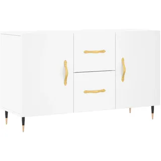 vidaXL Sideboard, Kommode mit viel Stauraum, Mehrzweckschrank Anrichte für Wohnzimmer, Schrank Beistellschrank Metallbeine, Modern, Weiß Holzwerkstoff