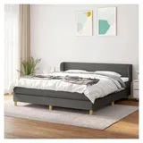 Lattenrost mit Matratze, Dunkelgrau, 160 x 200 cm, Stoff, Plattformbett, mit Lattenhalter, einfache Montage für Schlafzimmer, Erwachsene