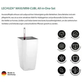 LECHUZA Mini-Cubi Komplettset 9,5 x 9,5 x 18,5 cm weiß hochglanz