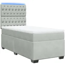 vidaXL Boxspringbett mit Matratze Hellgrau 180x200 cm Samt