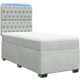 vidaXL Boxspringbett mit Matratze Hellgrau 180x200 cm Samt
