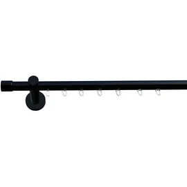 INDEKO Gardinenstange INDEKO "Consul", schwarz, L:410cm Ø:20mm, Aluminium, Gardinenstangen, Innenlauf Komplett-Set inkl. Gleitern und Montagematerial