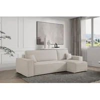 Compleo Ecksofa TOKYO, L-form Ecke, mit universelle Ottomane und Schlaffunktion beige