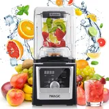 7MAGIC Hochleistungsmixer Standmixer, Smoothie Maker 2000W,  2L Schalldichter Blender, Drehknopf Kommerziell Zeitgesteuert, Ice-Crush/Smoothie Funk... - Schwarz