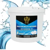 HAF® Pool Chlor Multitabs 5 in 1 | 5 kg | Langsam lösliche 200g Multi Chlortabletten mit 5 Phasen zur Pflege & Reinigung für kristallklares Poolwasser - Qualität: Made in Europe - Menge: 1 x 5 kg