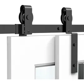 Homcom Schiebetürbeschlag, Breite: 200 cm, schwarz