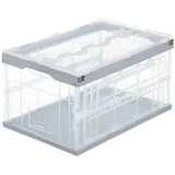 Relaxdays Klappbox 60,0 l transparent/grau 59,5 x 31,5 cm,