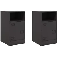 VidaXL Nachttische 2 Stk. Schwarz 34,5x39x62 cm Stahl