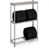 Relaxdays Reifenregal silber Metall, Holzwerkstoff, Kunststoff, Rechteckig, 120x180x40 cm, Freizeit, Heimwerken, Werkstatt, Schwerlastregale