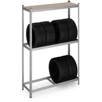 Relaxdays Reifenregal silber Metall, Holzwerkstoff, Kunststoff, Rechteckig, 120x180x40 cm, Freizeit, Heimwerken, Werkstatt, Schwerlastregale