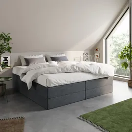 home collective Boxspringbett 200 x 200 cm H2 Anthrazit