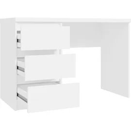 Forte Net 106 Schreibtisch mit 3 Schubladen, Holzwerkstoff, weiß matt, B x H x T: 108 x 72,5 x 50 cm