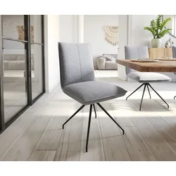 DELIFE Chaise-de-salle-à-manger Lelio-Flex tissu texturé gris clair pied croisé conique noir ressorts ensachés, Chaises de salle à manger