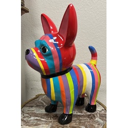 Casa Padrino Luxus Deko Figur Chihuahua Hund Bunt H. 55 cm - Wetterbeständige Deko Skulptur - Wohnzimmer Deko - Garten Deko - Luxus Deko Tierfigur