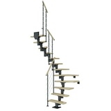 DOLLE Mittelholmtreppe Dublin (Breite: 75 cm, 1/2-gewendelt, Anthrazitgrau, Farbe Stufen: Ahorn Natur, Geschosshöhe: 222 cm - 270 cm)