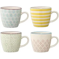 Bloomingville Patrizia Tasse, 4er, Steingut, Ø 7,5 x H7,5 cm, 4 verschiedene Farben
