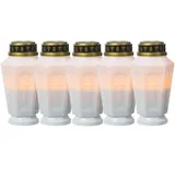 MARELIDA 5er Set LED Grablicht Grabkerze flackernd Timer- H: 15,5cm in weiß | Gr.: onesize