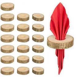 Relaxdays Serviettenringe 20er Set, Holz mit Rinde, HxD: 2 x 7 cm, Serviettenhalter, Papier- und Stoffservietten, natur