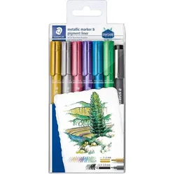 STAEDTLER 8323-SWP6P Metallic-Marker 6 Srück & 1 pigment liner