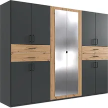 WIMEX Kleiderschrank WIMEX "Taiga Kleiderschrank mit Spiegel OTTOs Choice Topseller", grau (graphit, artisan), B:270cm H:210cm T:58cm, Spanplatte, Schränke, Kleiderschrank, mit Schubladen auf bequemer Höhe, Topseller