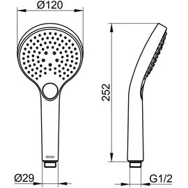 Keuco IXMO Handbrause 59580250300 3 Strahlarten, messing gebürstet
