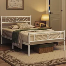 Yaheetech Metallbett 90 x 190 cm Weiß