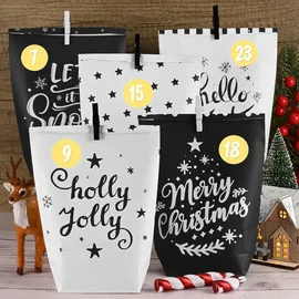 luxuskollektion befüllbarer Adventskalender Schwarz-Weiß 2023