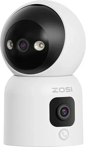 ZOSI 2-in-1 WLAN-Überwachungskamera für den Innenbereich, 2 MP + 2 MP, 360°-Dual-Objektivansicht, Schwenk-/Neigefunktion, Heim-Sicherheitsmonitor für Babys/Alte Menschen/Haustiere, mit 2-Wege-Audio, App-Fernsteuerung per Berührung/Geste, Farb-Nachtsicht, Intelligente Erkennung, C528D4, 1 Stück