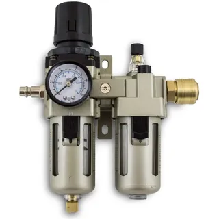 BITUXX Druckluft Wartungseinheit Wasserabscheider Oeler 1/4' Druckminderer Druckregler max. Druck 10 Bar (1.0 Mpa) inklusive Steckkupplung