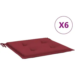 vidaXL Gartenstuhl-Sitzkissen 6 Stk. Weinrot 50x50x4 cm Stoff
