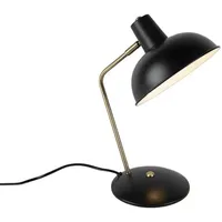 QAZQA Retro Tischlampe schwarz mit Bronze - Milou