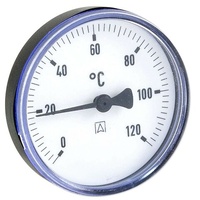 AFRISO Bimetall-Thermometer - Gehäuse ABS-Kunststoff schwarz (Ø 63 mm), 1/2'' x 40 mm, Skala 0-120 °C, SCHWARZ