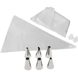 Zenker 9918350 Set mit 20 Spritzbeuteln und 3 Tüllen aus Kunststoff und 6 Tüllen aus Edelstahl, Spritzbeutel, Tüllen aus Kunststoff, Edelstahl, 32 cm