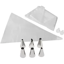 Zenker 9918350 Set mit 20 Spritzbeuteln und 3 Tüllen aus Kunststoff und 6 Tüllen aus Edelstahl, Spritzbeutel, Tüllen aus Kunststoff, Edelstahl, 32 cm